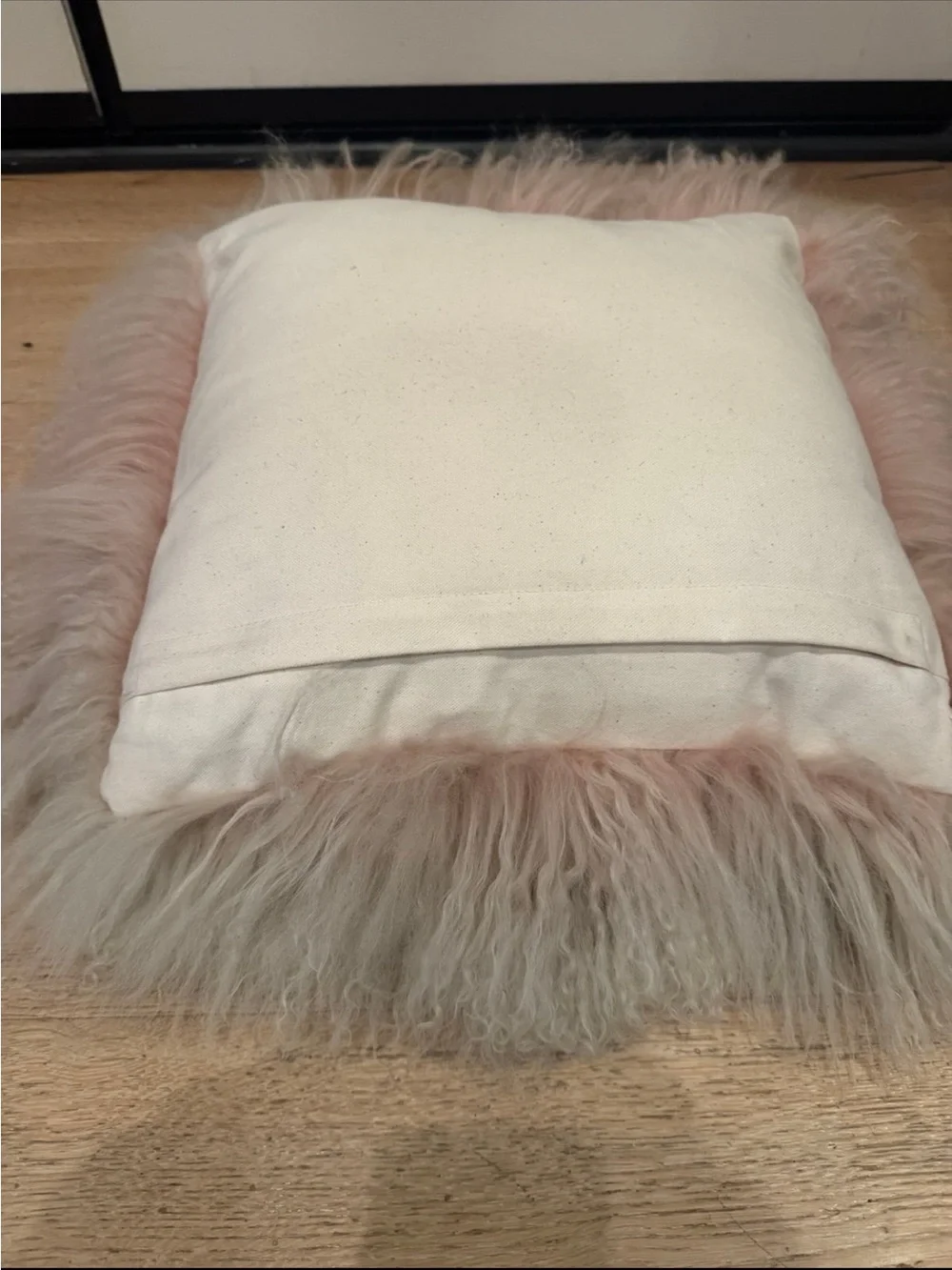 Mongolian Lamb Pillow NEW Pale Pink Rose WEST ELM Price Firm!